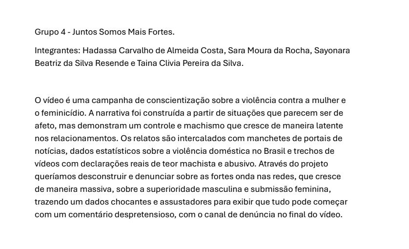 Grupo 4 – Juntos Somos Mais Fortes